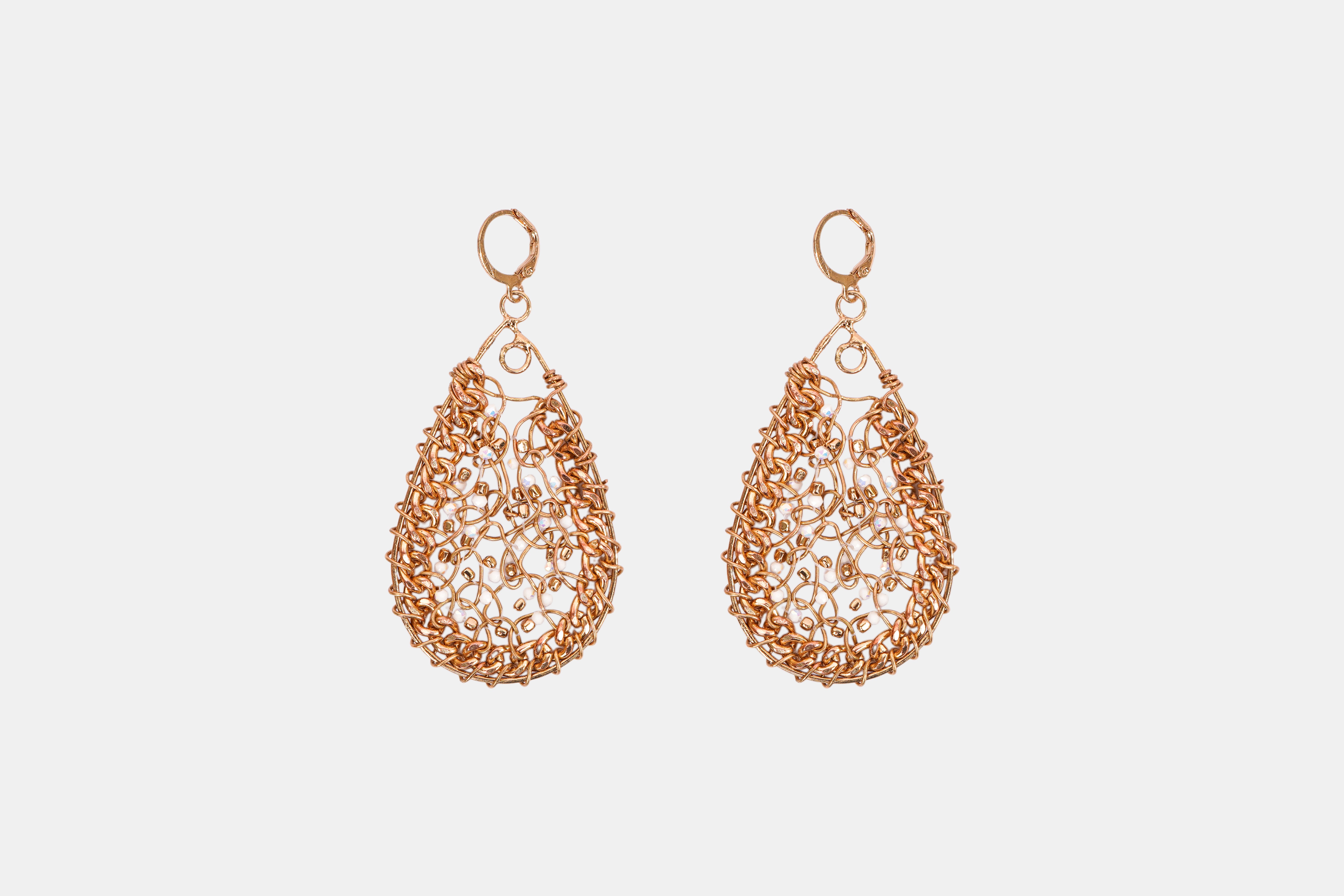 Gilded Artisan Nest Teardrop Earrings