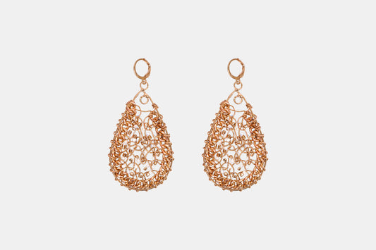 Gilded Artisan Nest Teardrop Earrings