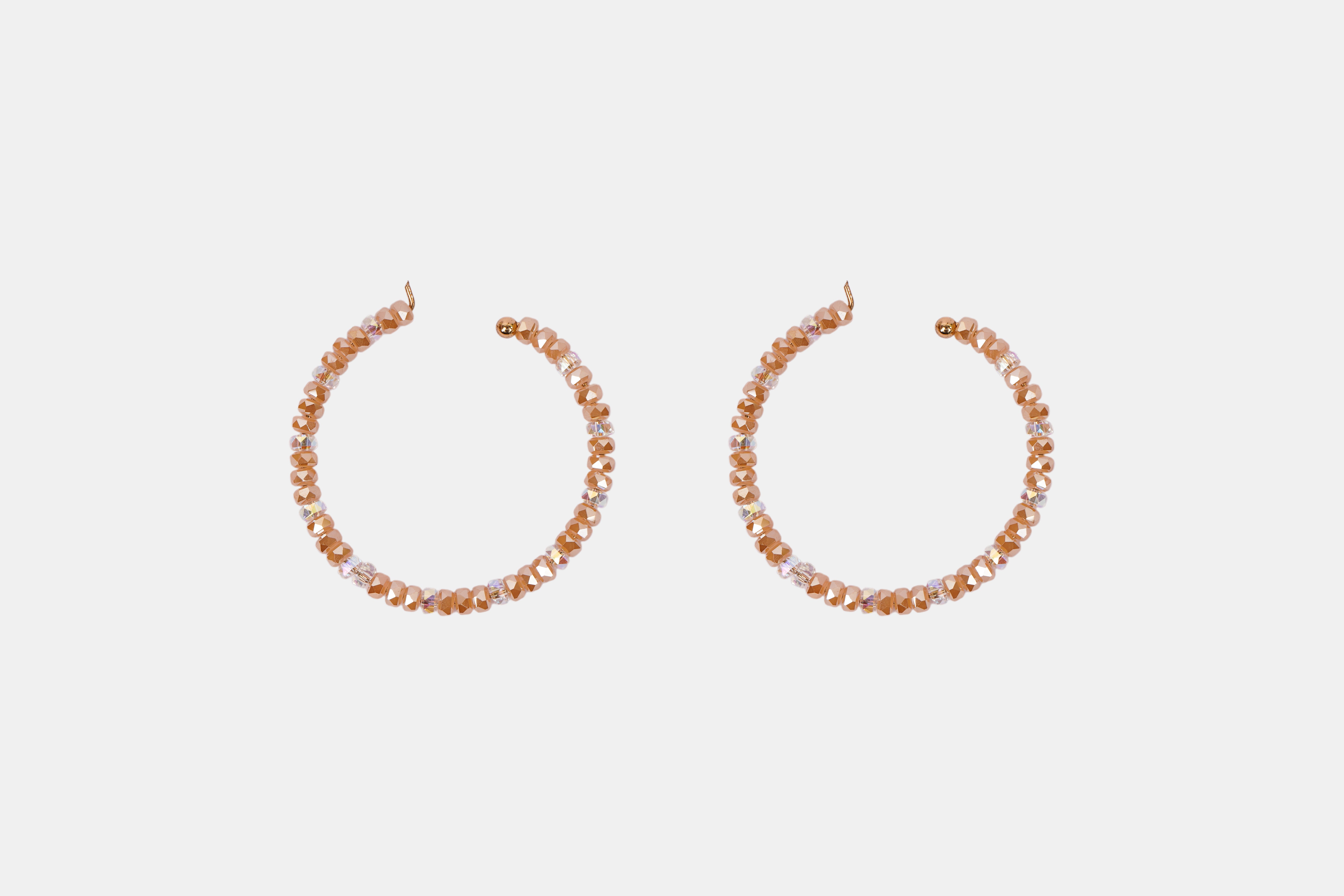 Golden Amber Crystal Beaded Hoops