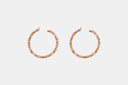Golden Amber Crystal Beaded Hoops