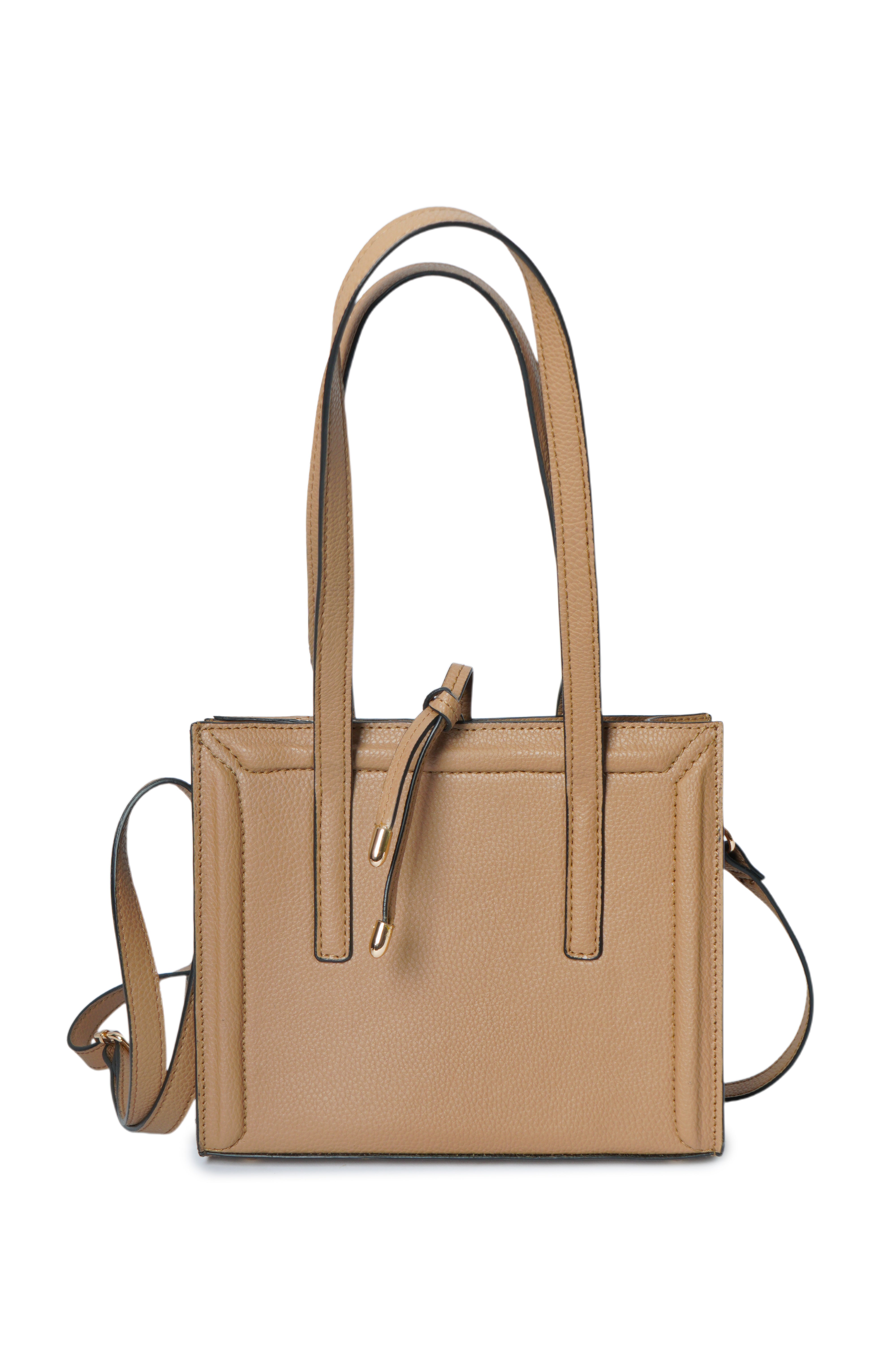Tan Grained Leather Box Bag
