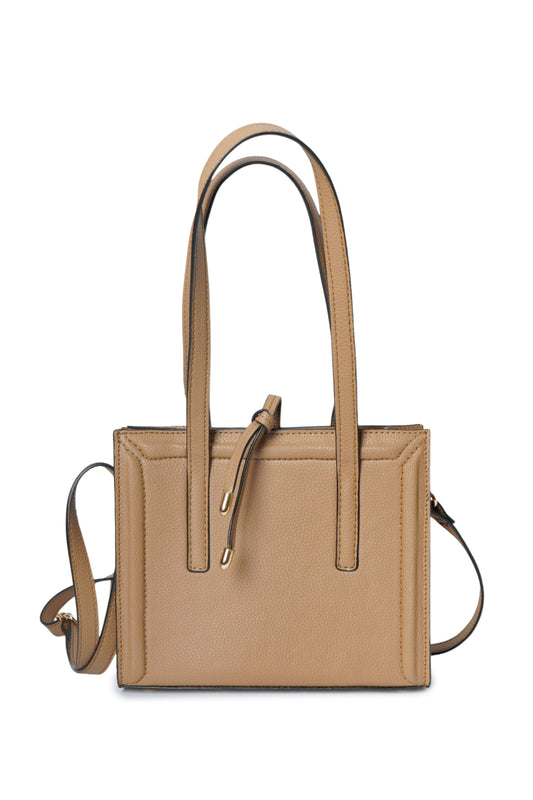 Tan Grained Leather Box Bag