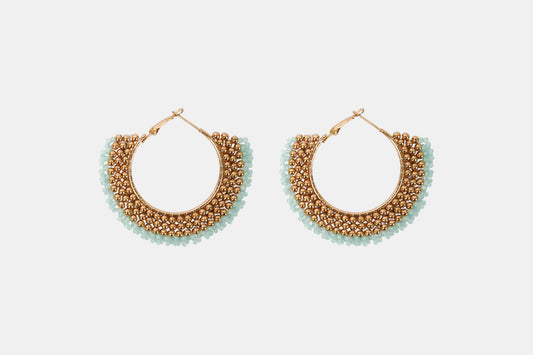 Golden Bead Hoop Earrings