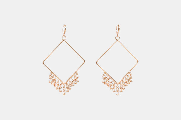 Luxury Handcrafted Gold Rhombus Earrings