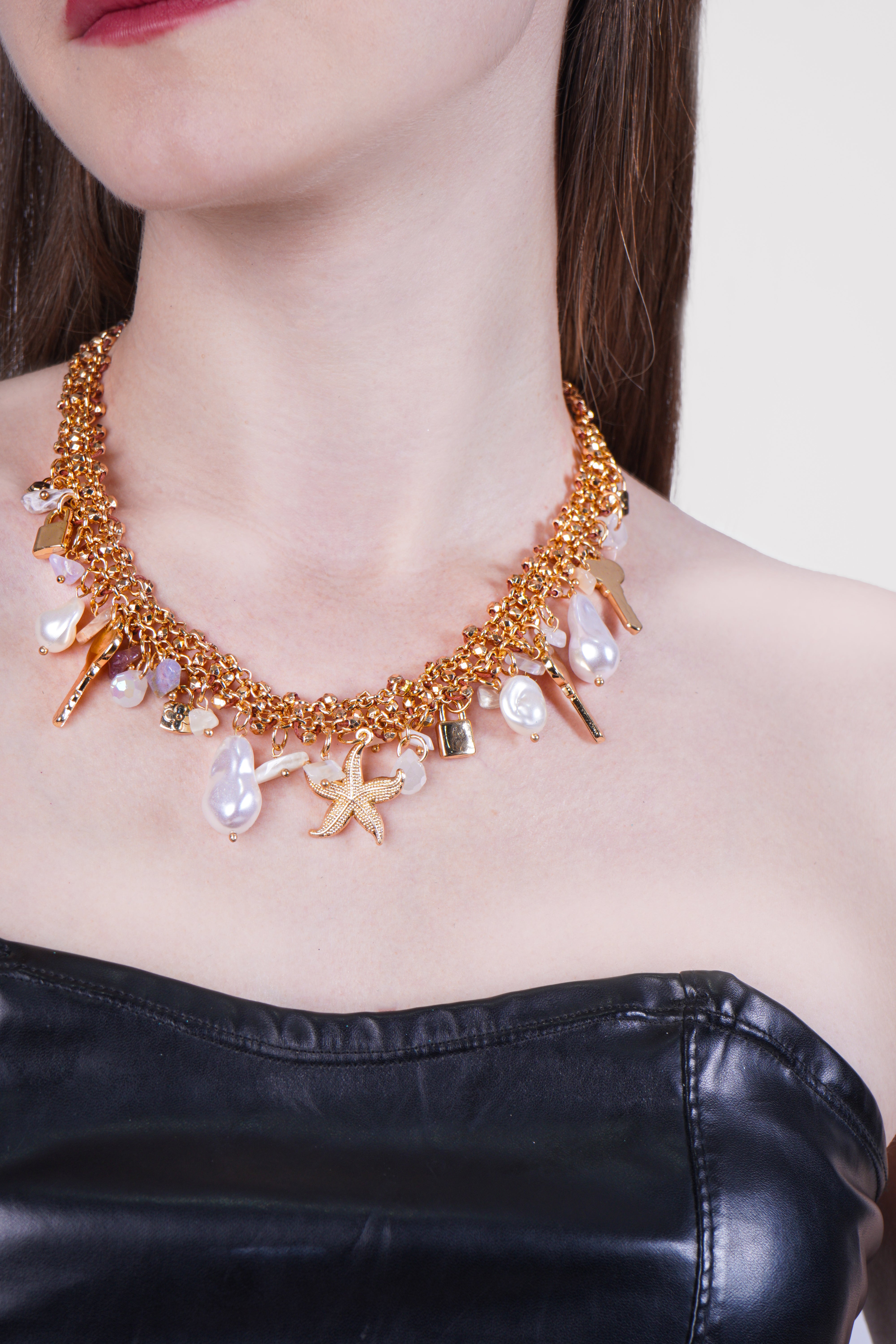 Ocean Treasures Gold Charm Necklace