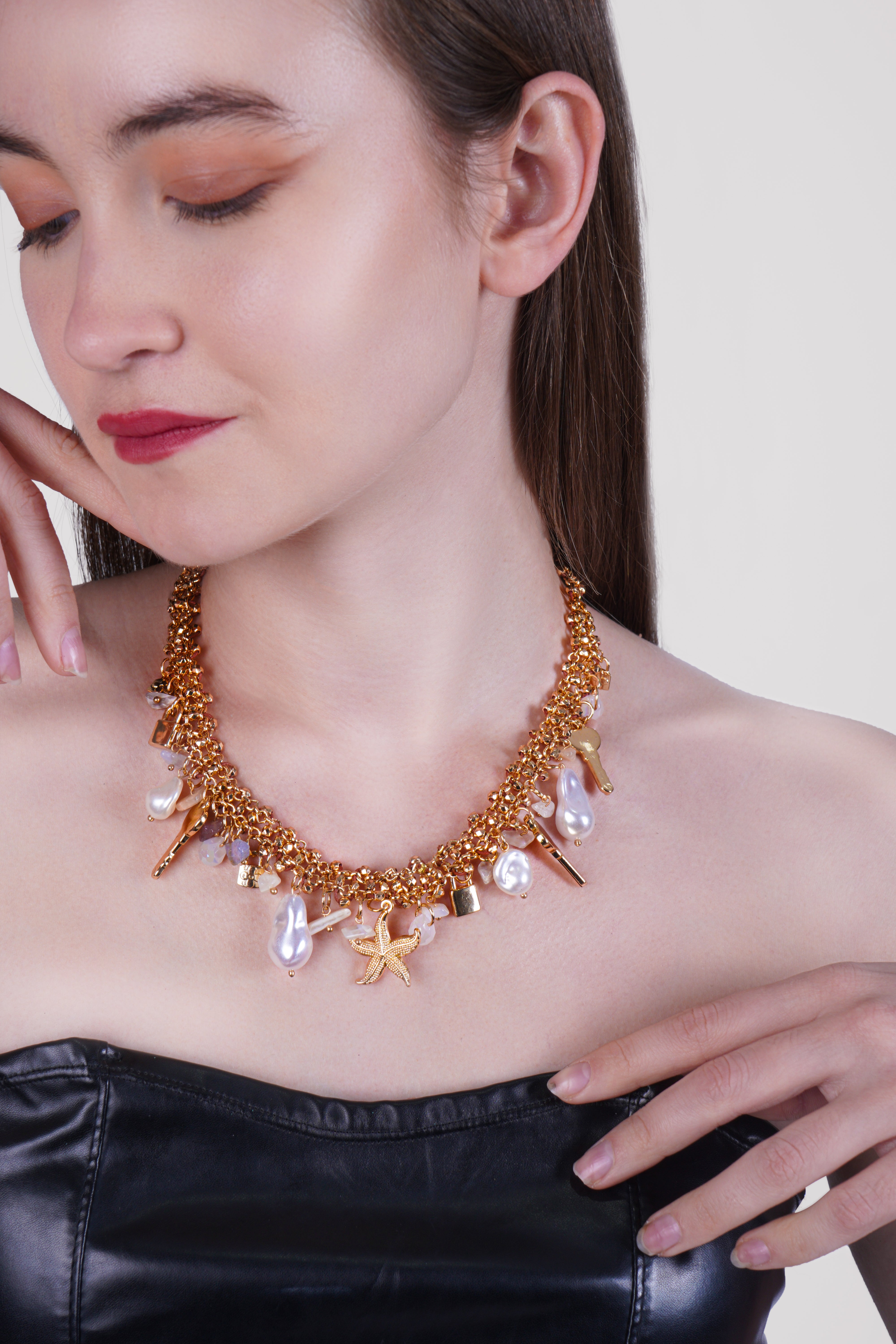 Ocean Treasures Gold Charm Necklace