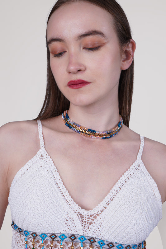 Premium Shimmering Crystal Bead Choker