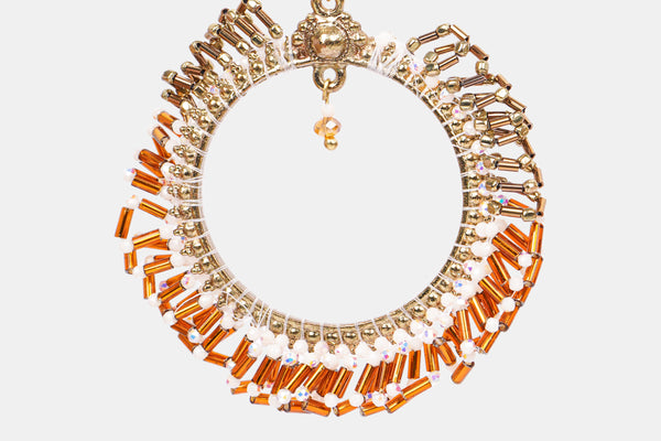 Gilded Autumn Glow Beaded Hoop Earrings