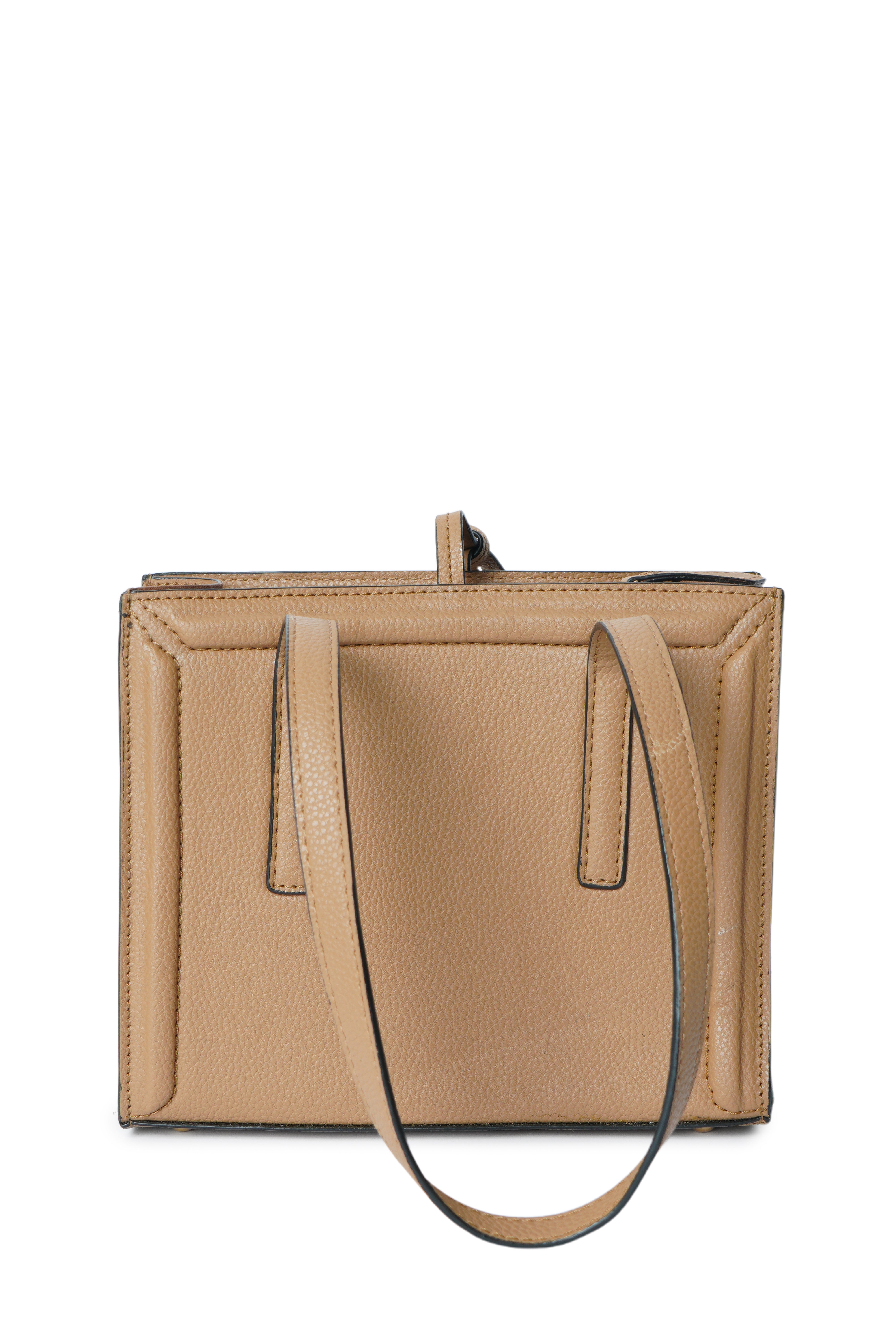 Tan Grained Leather Box Bag