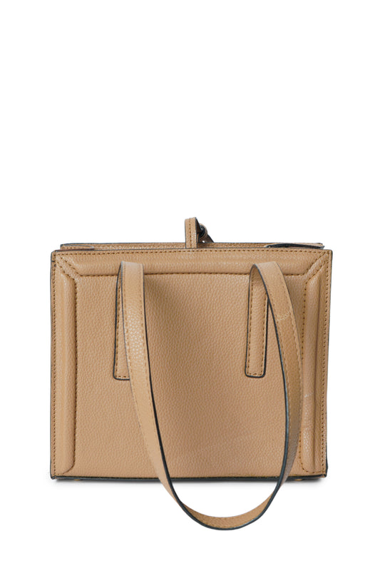 Tan Grained Leather Box Bag