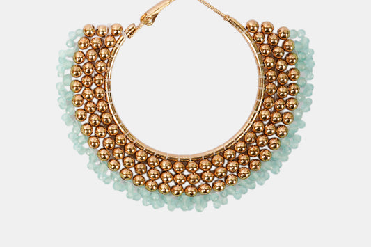 Golden Bead Hoop Earrings