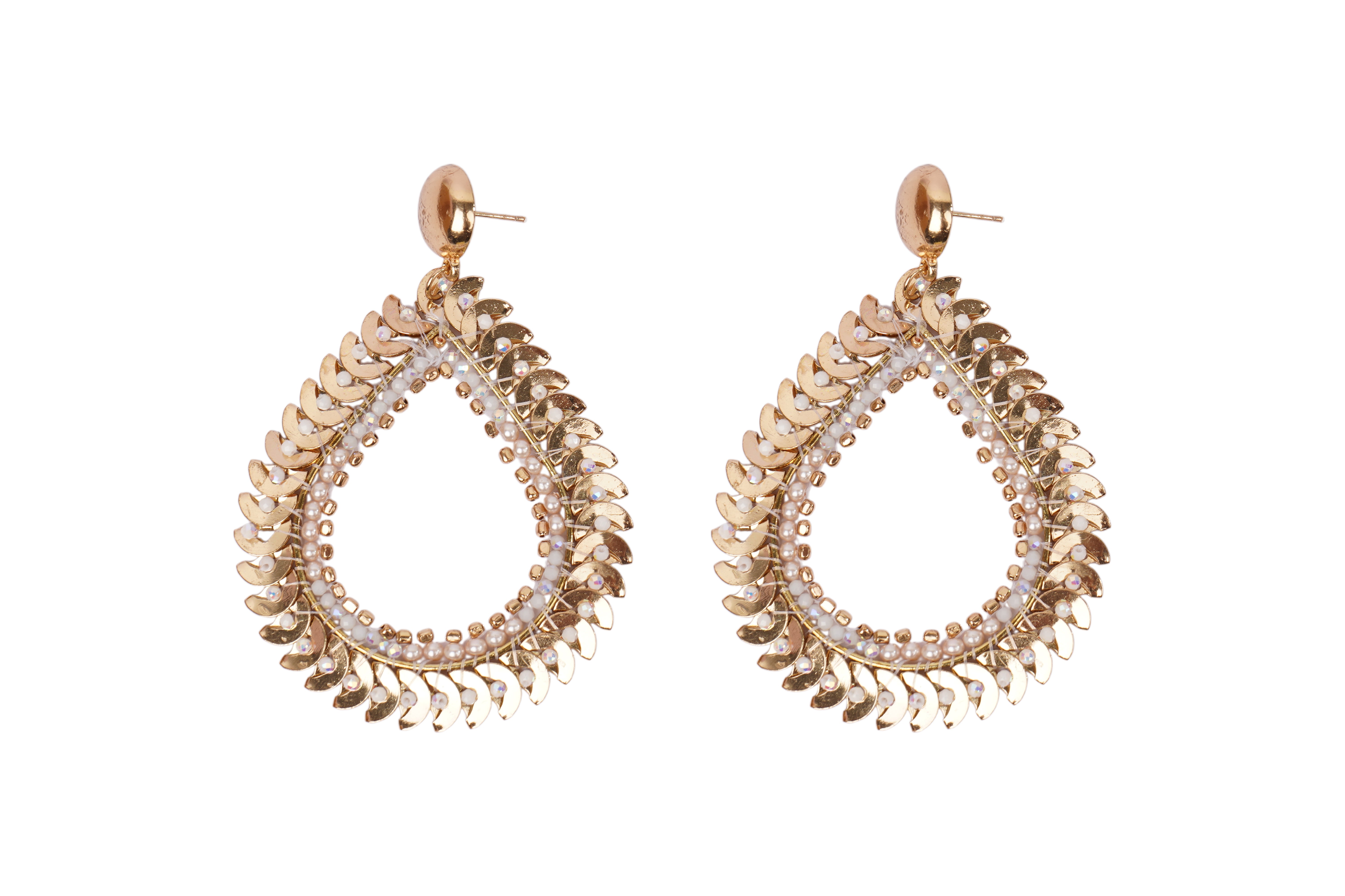 Golden Laurel Leaf Teardrop Earrings