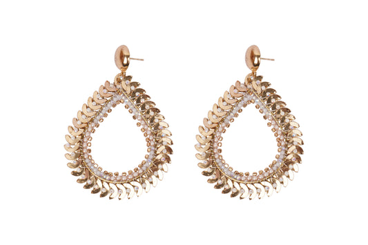 Golden Laurel Leaf Teardrop Earrings