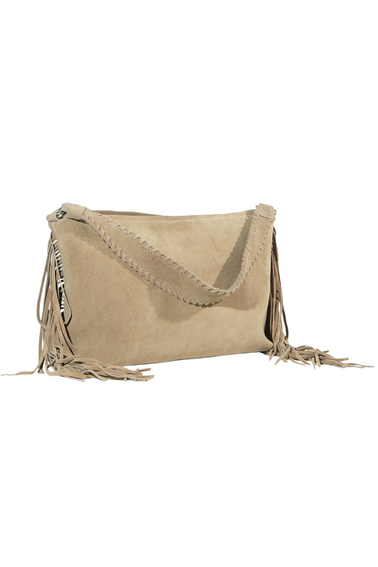 Sahara Suede Fringe Hobo Bag
